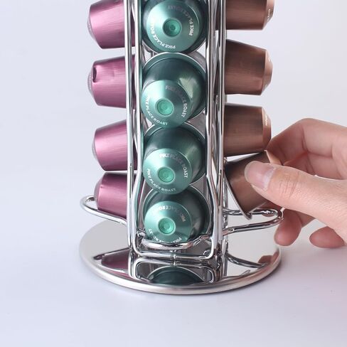 SEVENLINE Coffee Pod Holder Stand Compatible With Nespresso Original Pods Carousel Storage Rack Capsules Organizer For 40 Capsules (Black) in Saudi Arabia