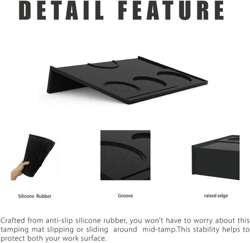 KYONANO Large Tamping Mat, Espresso Tamping Station, 10 * 8 Inch, More Space for Placing Espresso Tools, Food Grade, Heat Resistant and Non-Slip Silicone Coffee Mat, Espresso Accessory for Barista in Saudi Arabia