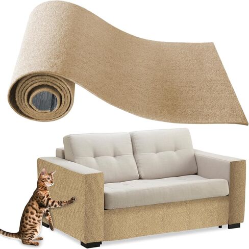 Cat Scratching Mat 78.7"x15.8" Trimmable Self-Adhesive Cat Scratching Furniture Couch Protector, DIY cat Climbing Tree Shelves Replacement Frame Parts, self-Made Protective cat Scratching Board in Saudi Arabia