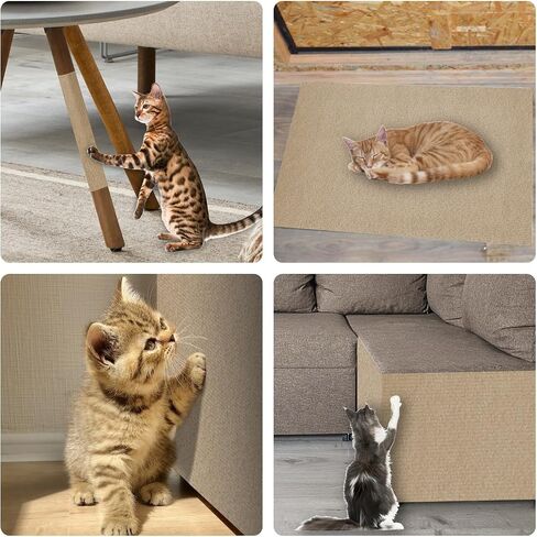 Cat Scratching Mat 78.7"x15.8" Trimmable Self-Adhesive Cat Scratching Furniture Couch Protector, DIY cat Climbing Tree Shelves Replacement Frame Parts, self-Made Protective cat Scratching Board in Saudi Arabia