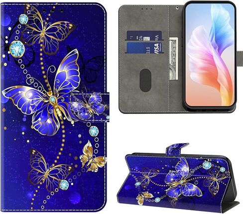 حافظة هاتف Galaxy A14 5G، حافظة محفظة Galaxy A14، غطاء هاتف جلدي ثلاثي الأبعاد لطيف مع حامل بطاقة إغلاق مغناطيسي لهاتف Samsung Galaxy A14 5G 2023 - فراشة ذهبية in Saudi Arabia