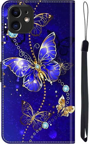 حافظة هاتف Galaxy A14 5G، حافظة محفظة Galaxy A14، غطاء هاتف جلدي ثلاثي الأبعاد لطيف مع حامل بطاقة إغلاق مغناطيسي لهاتف Samsung Galaxy A14 5G 2023 - فراشة ذهبية in Saudi Arabia