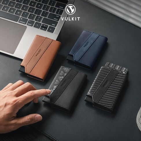 VULKIT Magnetic Pop-Up Wallet for Max. 8 Cards, Phone Card Holder Wallet Compatible with iPhone 12 Serie or Higher, Includes Magnetic Ring, Packed in Gift Box, Ideal for Men's Gift, Black in Kuwait