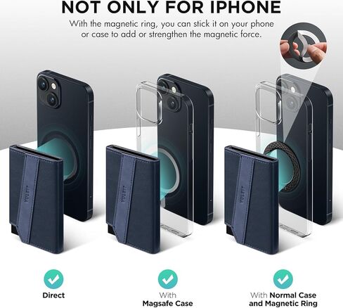 VULKIT Magnetic Pop-Up Wallet for Max. 8 Cards, Phone Card Holder Wallet Compatible with iPhone 12 Serie or Higher, Includes Magnetic Ring, Packed in Gift Box, Ideal for Men's Gift, Black in Kuwait