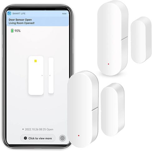 WiFi Door Window Sensor: Smart Contact Sensor with App Alerts, Door Open Detector Compatible with Alexa Google Assistant, Entry Detector Sensor for Home Security and Home Automation (4-Pack) in Saudi Arabia