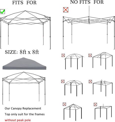 8x8 Canopy Replacement Top, Replacement Canopy Top for 8x8 Pop Up Canopy Tent (Canopy Top Cover Only) White in Kuwait