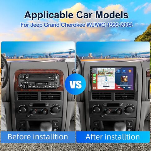 2G+32G Car Radio Stereo for Jeep Grand Cherokee 1999-2004 with Wireless CarPlay Android Auto 9" Android 13 Touch Screen Car Stereo with GPS Navigation WiFi FM AHD Backup Camera in Saudi Arabia