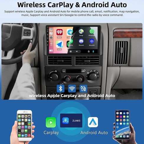 2G+32G Car Radio Stereo for Jeep Grand Cherokee 1999-2004 with Wireless CarPlay Android Auto 9" Android 13 Touch Screen Car Stereo with GPS Navigation WiFi FM AHD Backup Camera in Saudi Arabia