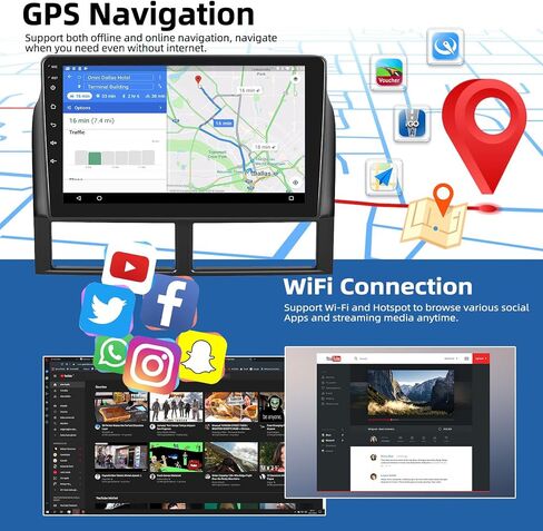 2G+32G Car Radio Stereo for Jeep Grand Cherokee 1999-2004 with Wireless CarPlay Android Auto 9" Android 13 Touch Screen Car Stereo with GPS Navigation WiFi FM AHD Backup Camera in Saudi Arabia