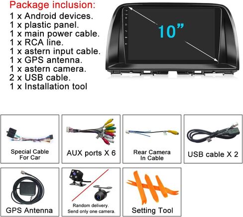 لراديو Mazda CX5 CX-5 2012-2015 مع شاشة لمس 10.1 بوصة IPS لاسلكية Carplay Android Auto GPS Navigation لوحدة رأس ستيريو السيارة مدمجة DSP مع كاميرا احتياطية مجانية (4GB RAM+64GB ROM) in Kuwait