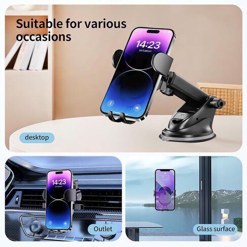 Phone Holder for Your car Suction Phone Mount 3 in 1 Phone car Mount for Dashboard Air Vent Windshield Universal Phone Compatible for iPhone 16 pro max Google etc Superb Cell Phone Stand. in Saudi Arabia