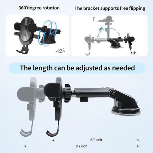 Phone Holder for Your car Suction Phone Mount 3 in 1 Phone car Mount for Dashboard Air Vent Windshield Universal Phone Compatible for iPhone 16 pro max Google etc Superb Cell Phone Stand. in Saudi Arabia