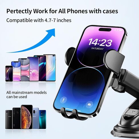 Phone Holder for Your car Suction Phone Mount 3 in 1 Phone car Mount for Dashboard Air Vent Windshield Universal Phone Compatible for iPhone 16 pro max Google etc Superb Cell Phone Stand. in Saudi Arabia