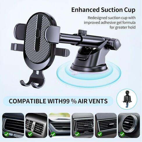 Phone Holder for Your car Suction Phone Mount 3 in 1 Phone car Mount for Dashboard Air Vent Windshield Universal Phone Compatible for iPhone 16 pro max Google etc Superb Cell Phone Stand. in Saudi Arabia