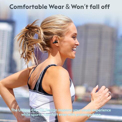 Open Ear Clip on Earbuds, Wireless Bluetooth Headphones, Digital Display Charging Case, Long Playtime, Comfortable Wear Earphones for Sports, Designed for Adults and Kids (Black) in Saudi Arabia