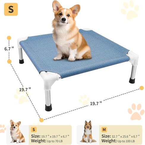 Makerfire Elevated Outdoor Dog Bed - Dog Cots beds for Small Dogs, Raised Dog Bed Waterproof, Cooling Elevated Dog Bed with Washable Cloth, Durable, Non Slip in Saudi Arabia