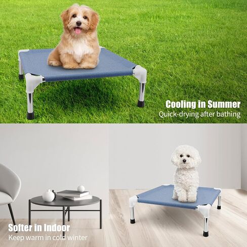 Makerfire Elevated Outdoor Dog Bed - Dog Cots beds for Small Dogs, Raised Dog Bed Waterproof, Cooling Elevated Dog Bed with Washable Cloth, Durable, Non Slip in Saudi Arabia