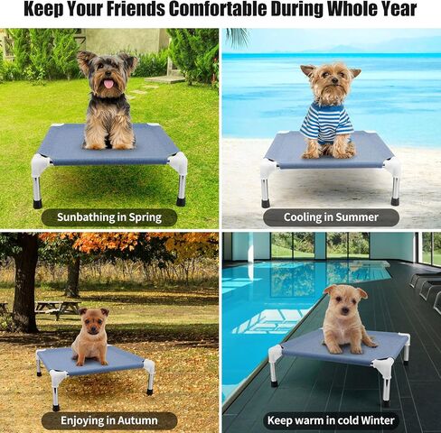 Makerfire Elevated Outdoor Dog Bed - Dog Cots beds for Small Dogs, Raised Dog Bed Waterproof, Cooling Elevated Dog Bed with Washable Cloth, Durable, Non Slip in Saudi Arabia