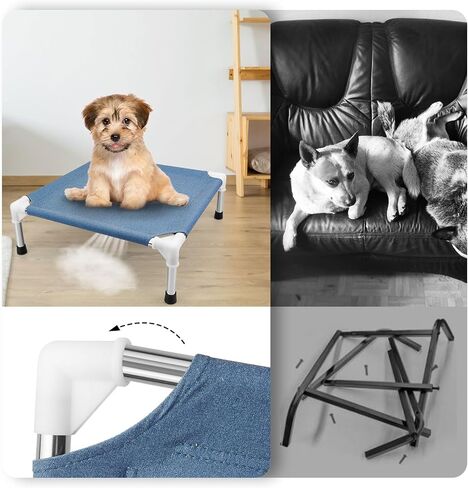 Makerfire Elevated Outdoor Dog Bed - Dog Cots beds for Small Dogs, Raised Dog Bed Waterproof, Cooling Elevated Dog Bed with Washable Cloth, Durable, Non Slip in Saudi Arabia