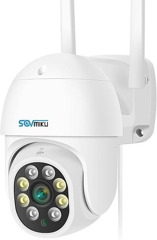 كاميرات مراقبة SOVMIKU 2K WiFi في الهواء الطلق، إمالة عمومية، 【قم بتوصيل الكاميرا】 فقط 2.4 جيجا واي فاي، تتبع تلقائي، إنذار سبوت لايت، رؤية ليلية ملونة، اكتشاف الإنسان، صوت ثنائي الاتجاه، تسجيل 24/7 in Saudi Arabia