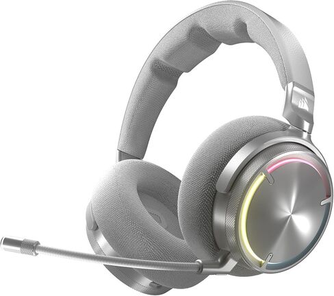 سماعة الألعاب اللاسلكية Corsair Virtuoso MAX - دولبي أتموس، Sonarworks SoundID، 2.4 جيجا هرتز لاسلكي، بلوتوث، إلغاء الضوضاء، ميكروفون متعدد الاتجاهات، برامج تشغيل الجرافين 50 مم، الكمبيوتر الشخصي، PS5 - فضي in Saudi Arabia