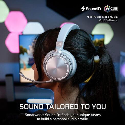 سماعة الألعاب اللاسلكية Corsair Virtuoso MAX - دولبي أتموس، Sonarworks SoundID، 2.4 جيجا هرتز لاسلكي، بلوتوث، إلغاء الضوضاء، ميكروفون متعدد الاتجاهات، برامج تشغيل الجرافين 50 مم، الكمبيوتر الشخصي، PS5 - فضي in Saudi Arabia