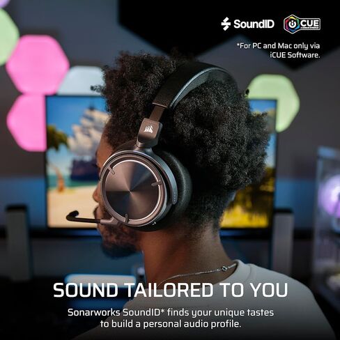 سماعة الألعاب اللاسلكية Corsair Virtuoso MAX - دولبي أتموس، Sonarworks SoundID، 2.4 جيجا هرتز لاسلكي، بلوتوث، إلغاء الضوضاء، ميكروفون متعدد الاتجاهات، برامج تشغيل الجرافين 50 مم، الكمبيوتر الشخصي، PS5 - فضي in Saudi Arabia