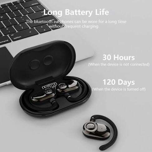 True Open Ear Wireless Headphones,Dual-Axis Design with 45° and 55° Multi-Angle Adjustment,Bluetooth 5.4 Earbuds Lightweight Snug Fit Perfect for Running Hiking Driving (Black, JR02) in Saudi Arabia