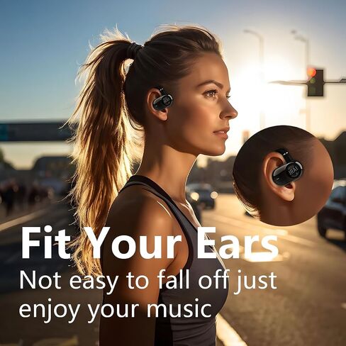True Open Ear Wireless Headphones,Dual-Axis Design with 45° and 55° Multi-Angle Adjustment,Bluetooth 5.4 Earbuds Lightweight Snug Fit Perfect for Running Hiking Driving (Black, JR02) in Saudi Arabia