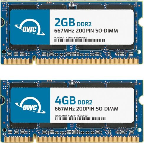 OWC 6GB (2GB + 4GB) PC5300 DDR2 667MHz SO-DIMMs Memory RAM Upgrade Compatible with MacBook, MacBook Pro, and iMac Core 2 Duo Processor (OWC5300DDR2S6GP) in Kuwait
