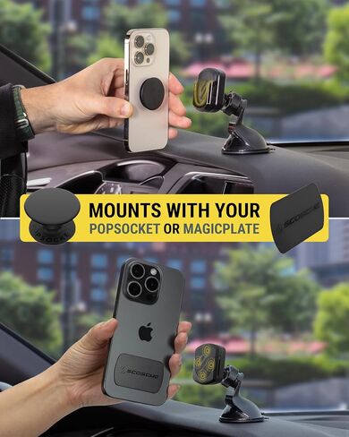 Scosche MMPDVM-SP MagicMount Pop Magnetic Car Dashboard Cell Phone Holder and Vent Mount for Collapsible Phone Grip/Socket, Universal Phone Stand 360° Rotating Head for iPhone and Android Smartphones in Saudi Arabia