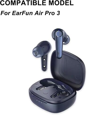 [Upgrade] HXFRTYU Case Compatible with EarFun Air Pro 3, Soft Silicone Shockproof Protective Cover with Carabiner Accessories, Black in Kuwait