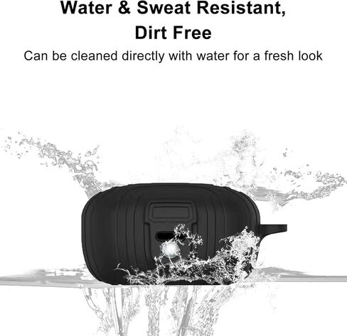 [Upgrade] HXFRTYU Case Compatible with EarFun Air Pro 3, Soft Silicone Shockproof Protective Cover with Carabiner Accessories, Black in Kuwait