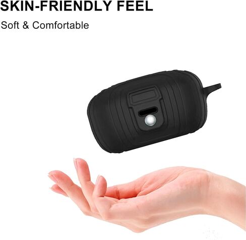 [Upgrade] HXFRTYU Case Compatible with EarFun Air Pro 3, Soft Silicone Shockproof Protective Cover with Carabiner Accessories, Black in Kuwait