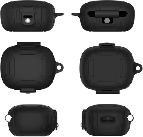 [Upgrade] HXFRTYU Case Compatible with EarFun Air Pro 3, Soft Silicone Shockproof Protective Cover with Carabiner Accessories, Black in Kuwait