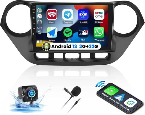 UNITOPSCI 2G+32G لسيارة Hyundai I10 2013-2019 راديو Android 13 سيارة ستيريو لاسلكي CarPlay Android Auto 9 بوصة HD شاشة لمس بلوتوث نظام تحديد المواقع العالمي مرآة وصلة FM/RDS WiFi SWC + ميكروفون كاميرا احتياطية in Saudi Arabia