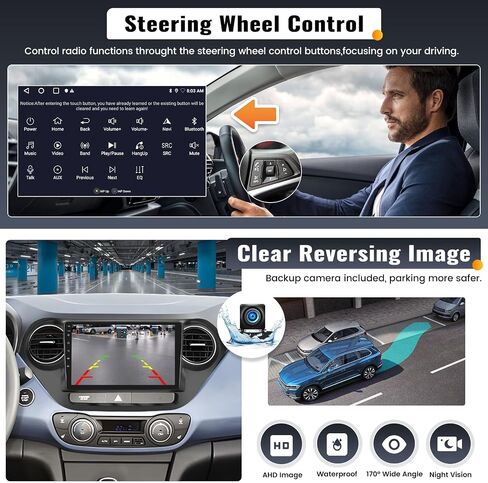 UNITOPSCI 2G+32G لسيارة Hyundai I10 2013-2019 راديو Android 13 سيارة ستيريو لاسلكي CarPlay Android Auto 9 بوصة HD شاشة لمس بلوتوث نظام تحديد المواقع العالمي مرآة وصلة FM/RDS WiFi SWC + ميكروفون كاميرا احتياطية in Saudi Arabia
