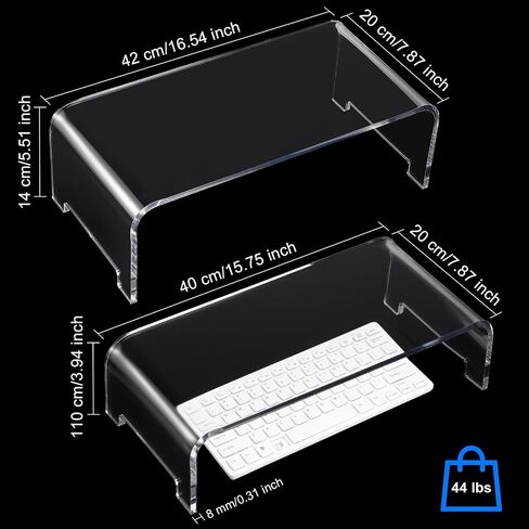 4 قطع حامل شاشة أكريليك 16.54 × 7.87 × 5.51 بوصة 15.75 × 7.87 × 3.94 بوصة حامل شاشة شفاف لحامل سطح المكتب للكمبيوتر المحمول ولوحة المفاتيح المنزلية وملحقات المكتب in Saudi Arabia