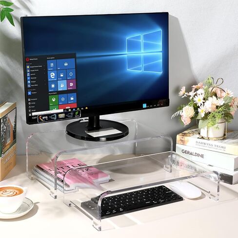 4 قطع حامل شاشة أكريليك 16.54 × 7.87 × 5.51 بوصة 15.75 × 7.87 × 3.94 بوصة حامل شاشة شفاف لحامل سطح المكتب للكمبيوتر المحمول ولوحة المفاتيح المنزلية وملحقات المكتب in Saudi Arabia