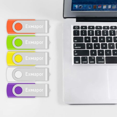 USB Flash Drive 64GB Exmapor Thumb Drives 5 Pack Multi-Color Swivel Memory Sticks with Led in Kuwait