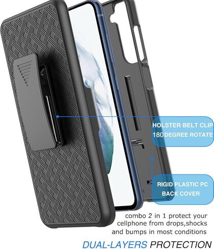 حافظة Galaxy S21 FE 5G، مشبك حافظة لهاتف Galaxy S21 Fan Edition، Tekcoo [Tstraw] هيكل صلب [مسند] حزام قفل آمن مشبك دوار يحمل كامل الجسم غطاء نحيف للغاية لهاتف Samsung S21 FE أسود in Saudi Arabia