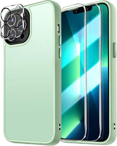 Dssairo 5 in 1 for iPhone 13 Pro Case, with 2X Screen Protectors + 2X Camera Lens Protectors, [15FT Military Grade Protection] Anti-Fingerprints Anti-Scratch Translucent Matte Back (Black) in Saudi Arabia