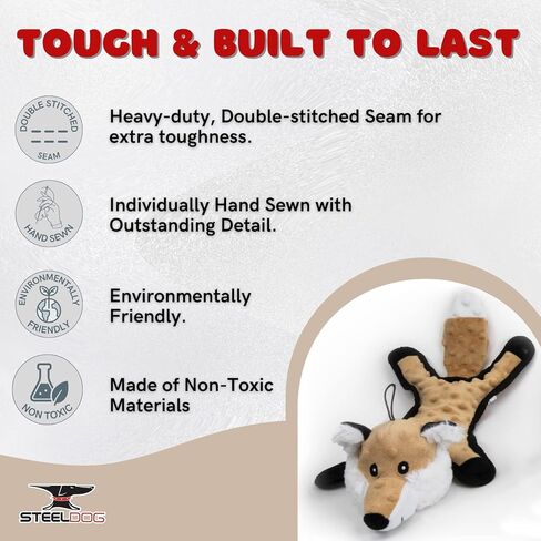 لعبة الكلب الصلب بومبيز فوكس سكويكر للكلاب، ألعاب حيوانات محشوة للكلاب، رأس كرة التنس، حبل معقود في الجسم، ألعاب مضغ قوية ومتينة للكلاب الصغيرة والمتوسطة والكبيرة in Kuwait