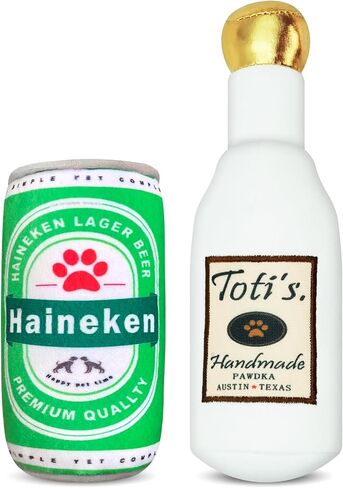 Dog Squeak Toys Plush Pet Teeth Grinding, Simulated Wine Bottles &Simulated Cans,Combination Package and Stuffed Dog Toys(A07 in Saudi Arabia
