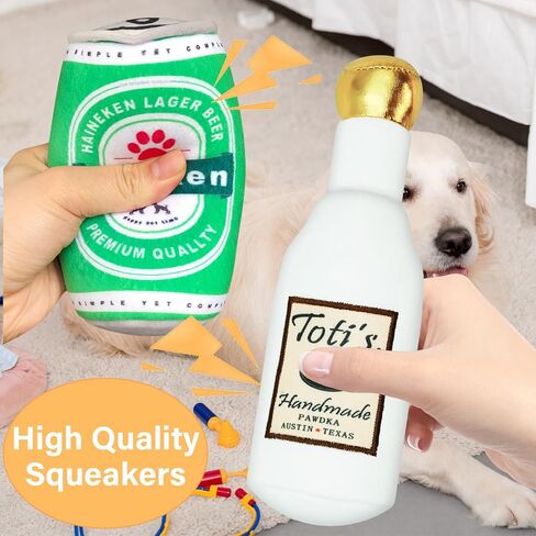 Dog Squeak Toys Plush Pet Teeth Grinding, Simulated Wine Bottles &Simulated Cans,Combination Package and Stuffed Dog Toys(A07 in Saudi Arabia