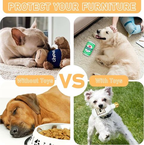 Dog Squeak Toys Plush Pet Teeth Grinding, Simulated Wine Bottles &Simulated Cans,Combination Package and Stuffed Dog Toys(A07 in Saudi Arabia