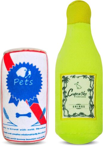 Dog Squeak Toys Plush Pet Teeth Grinding, Simulated Wine Bottles &Simulated Cans,Combination Package and Stuffed Dog Toys(A07 in Saudi Arabia