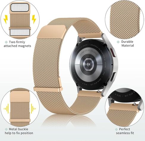 Amzpas Metal Bands for Samsung Galaxy Watch 4 Band 40mm 44mm, Galaxy Watch 4 Classic Bands 42mm 46mm Women Men, 20mm Stainless Steel Metal Replacement Strap for Samsung Watch 4 Bands in Saudi Arabia