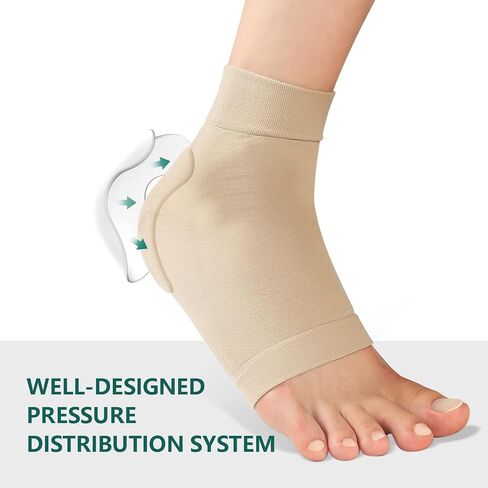 جوارب Welnove Achilles لحماية الكعب من التهاب الأوتار، جوارب مبطنة من الجل المضغوط لدعم وتر العرقوب للوسادة والحماية من التهاب الجراب، والتهاب الأوتار، والحنان، والمشققة الجافة - زوج واحد in Saudi Arabia