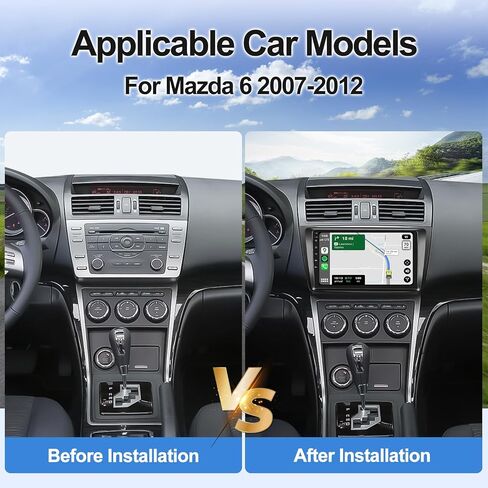 2G + 64G لسيارة Mazda 6 2007-2012 Android 13 ستيريو مع Apple Carplay اللاسلكي وAndroid Auto 9 بوصة تعمل باللمس وراديو السيارة بلوتوث مع نظام تحديد المواقع العالمي (GPS) وكاميرا احتياطية وراديو FM/RDS in Saudi Arabia